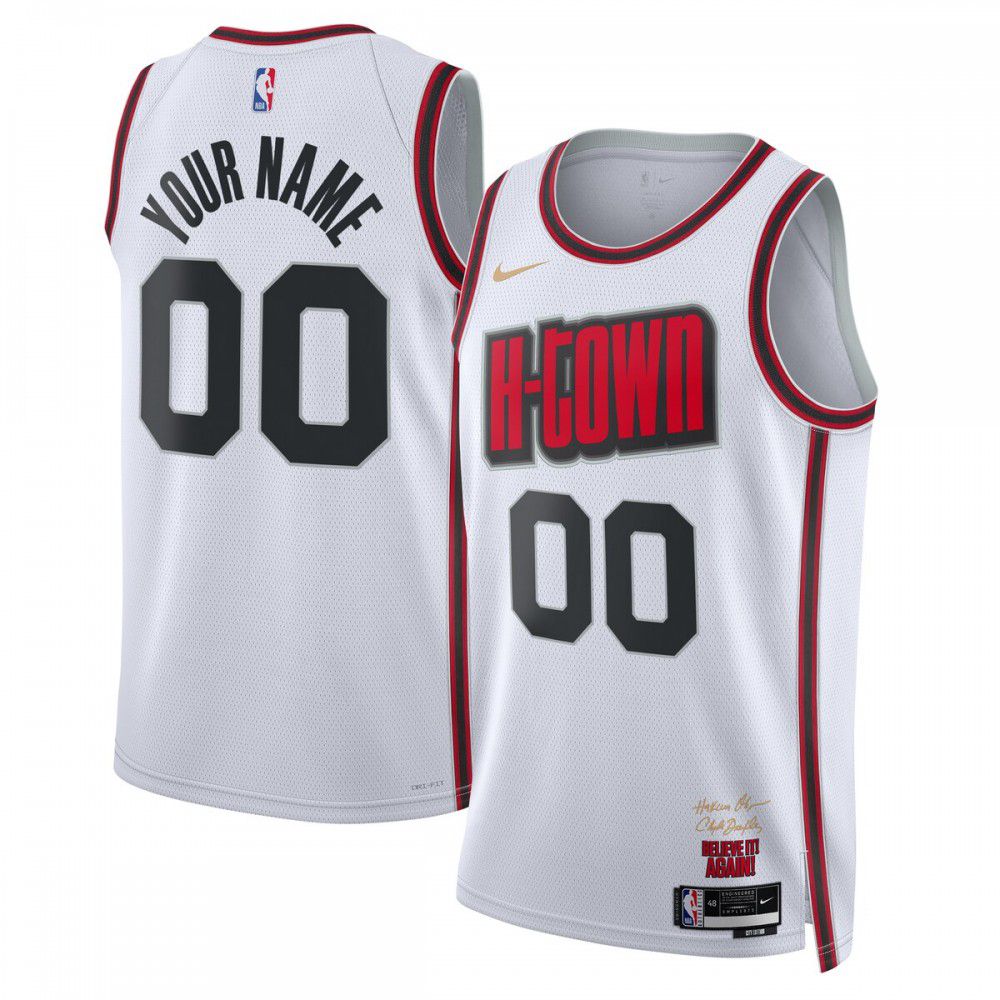 Houston Rockets Unisex 2024/25 Custom Swingman Jersey - City Edition - White-Pro Kit Vault | Brand New 26/27 Sports Jerseys